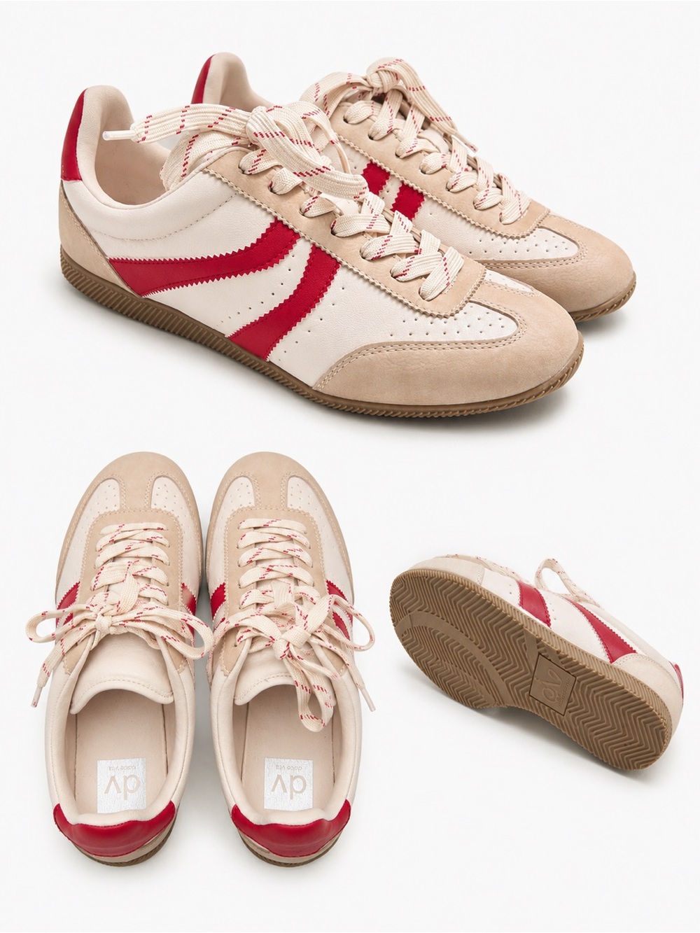 Dolce Vita Beige and Red Retro-Inspired Sneakers